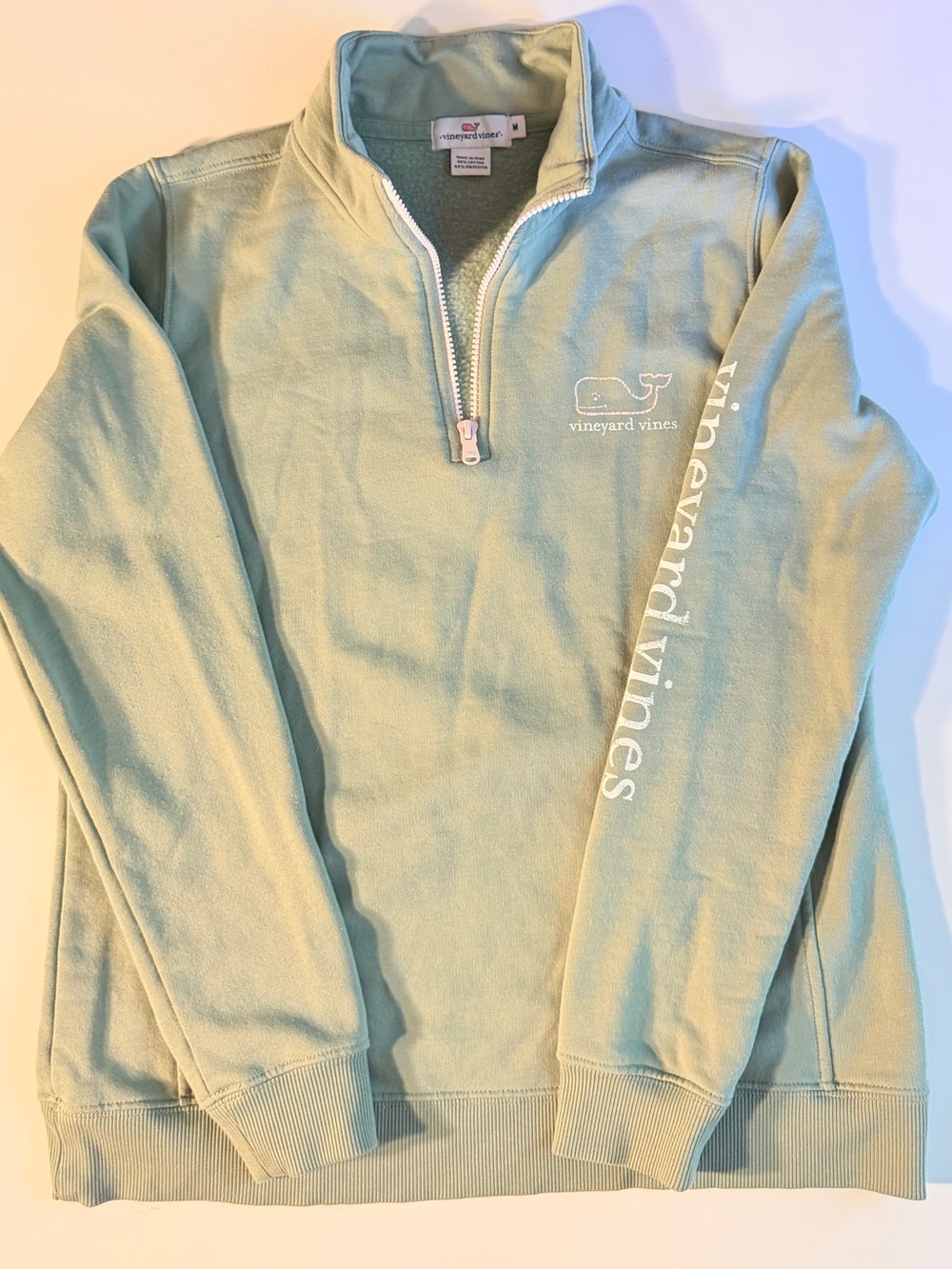 Vineyard Vines | Classic Whale Sage Green Quarter-Zip Pullover Sweatshirt